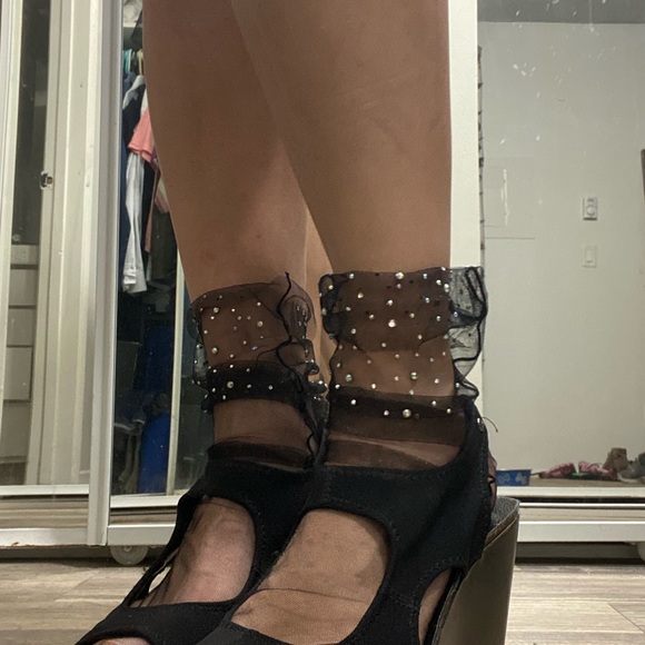 BACK IN STOCK  Sheer tulle socks with rhinestones - Picture 6 of 7